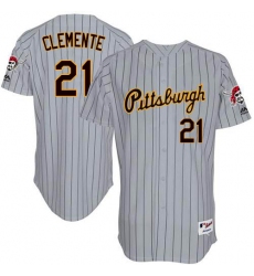 Men's Majestic Pittsburgh Pirates #21 Roberto Clemente Authentic Grey 1997 Turn Back The Clock MLB Jersey