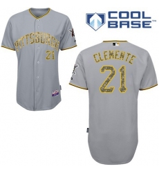 Men's Majestic Pittsburgh Pirates #21 Roberto Clemente Replica Grey USMC Cool Base MLB Jersey