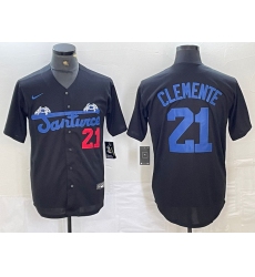 Men's Santurce Crabbers #21 Roberto Clemente Black Cool Base Stitched Baseball Jersey