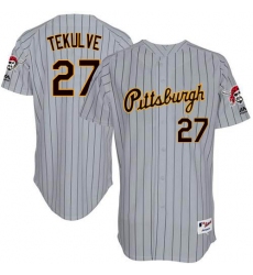 Men's Majestic Pittsburgh Pirates #27 Kent Tekulve Authentic Grey 1997 Turn Back The Clock MLB Jersey