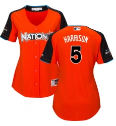 Women's Majestic Pittsburgh Pirates #5 Josh Harrison Replica Orange National League 2017 MLB All-Star MLB Jersey