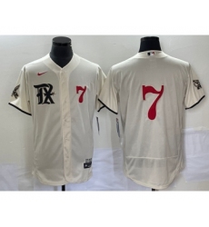 Men's Texas Rangers #7 Ivan Rodriguez Number Cream 2023 City Connect Flex Base Stitched Baseball Jersey