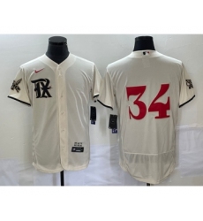 Men's Texas Rangers #34 Nolan Ryan Cream 2023 City Connect Flex Base Stitched Jersey