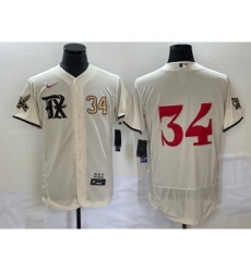 Men's Texas Rangers #34 Nolan Ryan Number Cream 2023 City Connect Flex Base Stitched Jersey