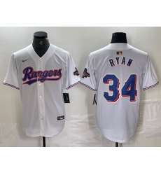 Men's Texas Rangers #34 Nolan Ryan White 2024 Gold Collection Limited Cool Base Jersey