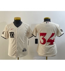 Women's Texas Rangers #34 Nolan Ryan Cream 2023 City Connect Stitched Baseball Jersey