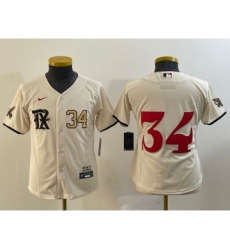 Women's Texas Rangers #34 Nolan Ryan Number Cream 2023 City Connect Stitched Baseball Jersey