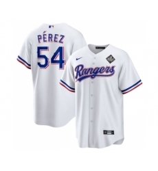 Men's Texas Rangers #54 Martín Pérez White 2023 World Series Stitched Baseball Jersey