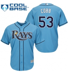 Men's Majestic Tampa Bay Rays #53 Alex Cobb Replica Light Blue Alternate 2 Cool Base MLB Jersey