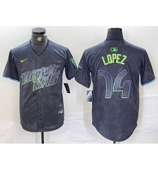 Men's Tampa Bay Rays #14 Jacob Lopez Charcoal 2024 City Connect Limited Cool Base Jersey