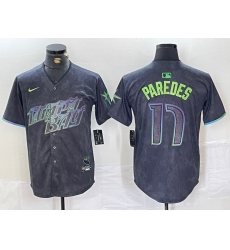 Men's Tampa Bay Rays #17 Isaac Paredes Charcoal 2024 City Connect Limited Cool Base Jersey