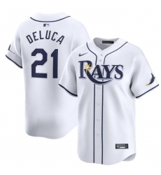 Men's Tampa Bay Rays #21 Jonny DeLuca White Home Limited Stitched Baseball Jersey