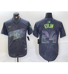 Men's Tampa Bay Rays #24 Zach Eflin Charcoal 2024 City Connect Limited Cool Base Jersey