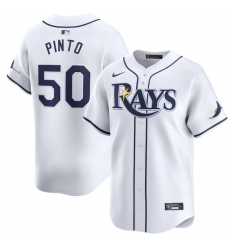 Men's Tampa Bay Rays #50 Rene Pinto White Home Limited Stitched Baseball Jersey