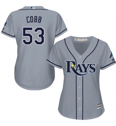 Women's Majestic Tampa Bay Rays #53 Alex Cobb Authentic Grey Road Cool Base MLB Jersey