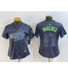 Women's Tampa Bay Rays #17 Isaac Paredes Charcoal 2024 City Connect Limited Cool Base Jersey