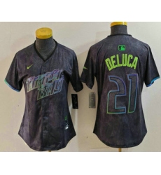 Women'sTampa Bay Rays #21 Jonny DeLuca Charcoal 2024 City Connect Limited Stitched Jersey