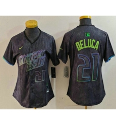 Women'sTampa Bay Rays #21 Jonny DeLuca Number Charcoal 2024 City Connect Limited Stitched Jersey