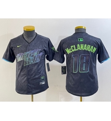 Youth Tampa Bay Rays #18 Shane McClanahan Charcoal 2024 City Connect Limited Cool Base Jersey