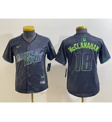 Youth Tampa Bay Rays #18 Shane McClanahan Charcoal 2024 City Connect Limited Stitched Jersey