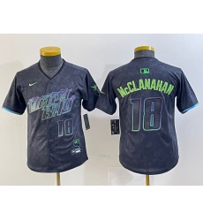 Youth Tampa Bay Rays #18 Shane McClanahan Charcoal 2024 City Connect Player Number Limited Cool Base Jersey