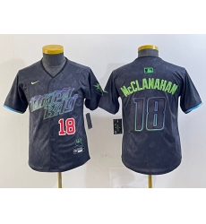 Youth Tampa Bay Rays #18 Shane McClanahan Charcoal 2024 City Connect Player Number Limited Cool Base Jerseys