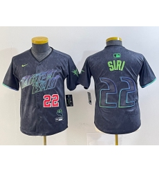 Youth Tampa Bay Rays #22 Jose Siri Number Charcoal 2024 City Connect Limited Stitched Jerseys