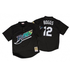 Men's Mitchell and Ness 1998 Tampa Bay Rays #12 Wade Boggs Authentic Black Throwback MLB Jersey