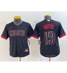 Youth Cincinnati Reds #19 Joey Votto Black 2023 City Connect Cool Base Stitched Jersey