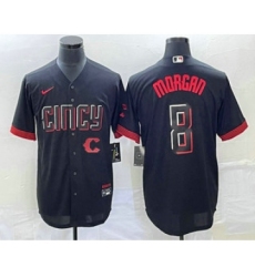 Men's Cincinnati Reds #8 Joe Morgan Black 2023 City Connect Cool Base Stitched Jersey