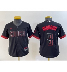 Youth Nike Cincinnati Reds #8 Joe Morgan Black 2023 City Connect Cool Base Stitched Jersey 1