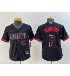 Youth Nike Cincinnati Reds #8 Joe Morgan Black 2023 City Connect Cool Base Stitched Jersey