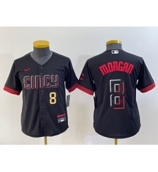 Youth Nike Cincinnati Reds #8 Joe Morgan Number Black 2023 City Connect Cool Base Stitched Jersey 1