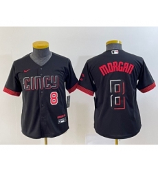 Youth Nike Cincinnati Reds #8 Joe Morgan Number Black 2023 City Connect Cool Base Stitched Jersey