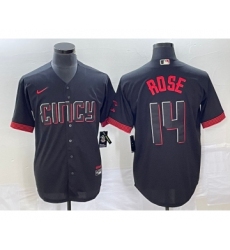 Men's Cincinnati Reds #14 Pete Rose Black 2023 City Connect Cool Base Stitched Jersey