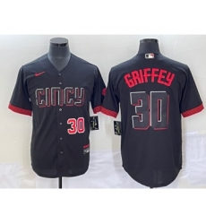 Men's Cincinnati Reds #30 Ken Griffey Jr Number Black 2023 City Connect Cool Base Stitched Jersey1