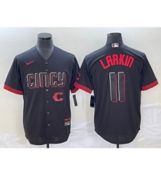 Men's Cincinnati Reds #11 Barry Larkin Black 2023 City Connect Cool Base Stitched Jersey