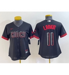 Women's Cincinnati Reds #11 Barry Larkin Black 2023 City Connect Cool Base Stitched Jersey