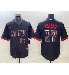 Men's Cincinnati Reds #27 Jake Fraley Number Black 2023 City Connect Cool Base Stitched Jersey