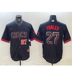 Men's Cincinnati Reds #27 Jake Fraley Number Black 2023 City Connect Cool Base Stitched Jerseys