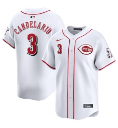 Men's Cincinnati Reds #3 Jeimer Candelario White Home Limited Stitched Baseball Jersey