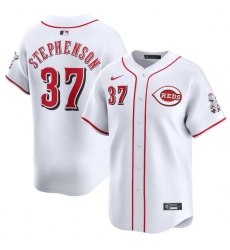 Men's Cincinnati Reds #37 Tyler Stephenson White Home Limited Stitched Baseball Jersey