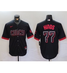 Men's Cincinnati Reds #77 Rece Hinds Black 2023 City Connect Cool Base Stitched Jersey