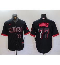 Men's Cincinnati Reds #77 Rece Hinds Number Black 2023 City Connect Cool Base Stitched Jersey