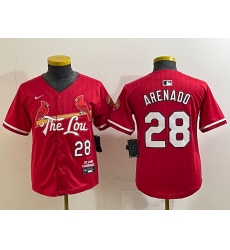 Youth St Louis Cardinals #28 Nolan Arenado Red 2024 City Connect Limited Stitched Baseball Jersey