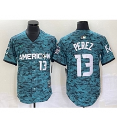 Men's Nike Kansas City Royals #13 Salvador Perez Teal 2023 All Star Cool Base Stitched Baseball Jersey