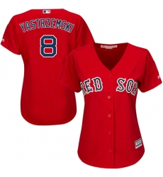 Women's Majestic Boston Red Sox #8 Carl Yastrzemski Replica Red Alternate Home MLB Jersey