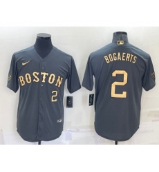 Men's Boston Red Sox #2 Xander Bogaerts Number Grey 2022 All Star Stitched Cool Base Nike Jersey