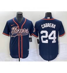 Men's Detroit Tigers #24 Miguel Cabrera Navy Cool Base Stitched Baseball Jersey