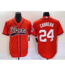 Men's Detroit Tigers #24 Miguel Cabrera Orange Cool Base Stitched Baseball Jersey